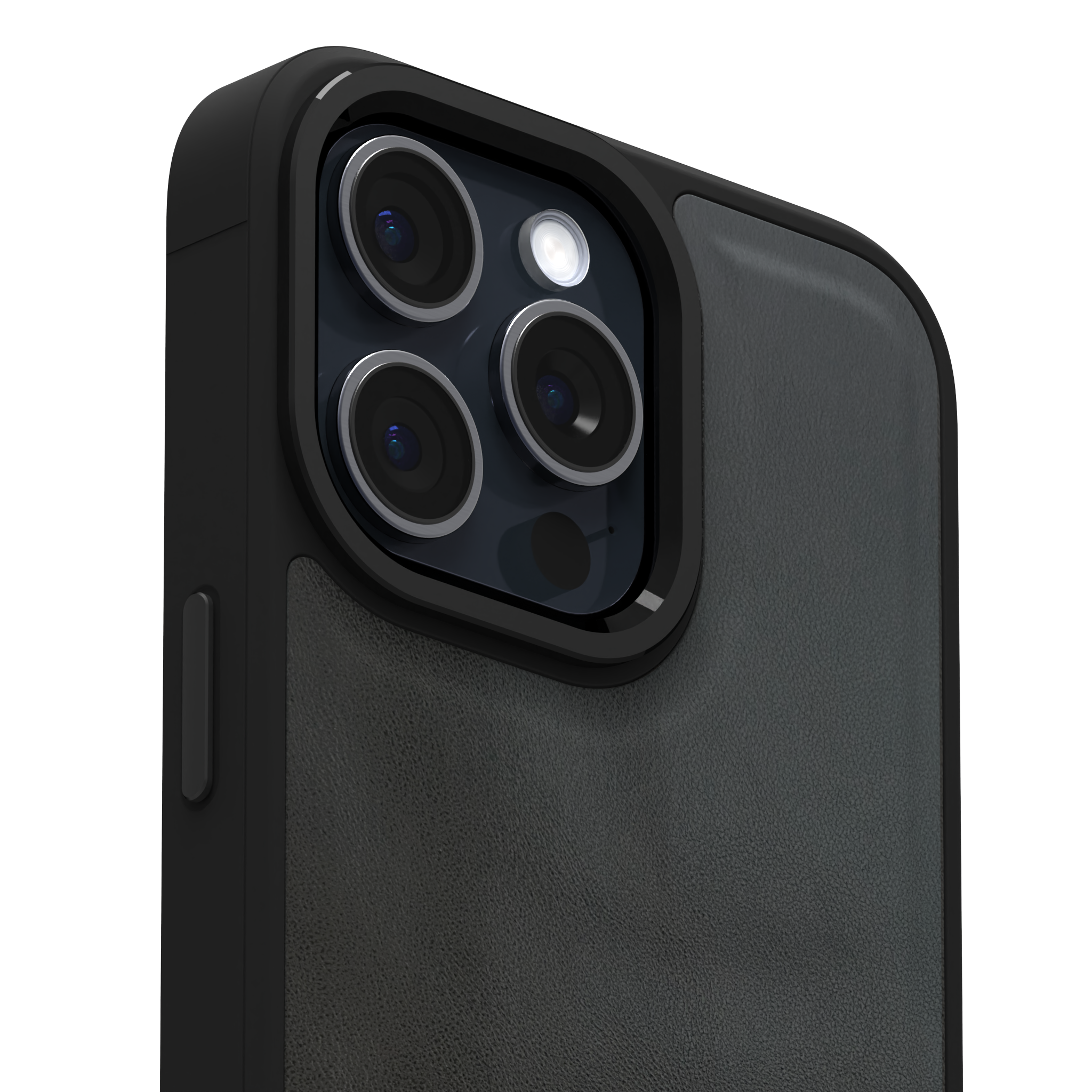 Smudged Grey Leather Case Cover for iPhone 15 Pro Max