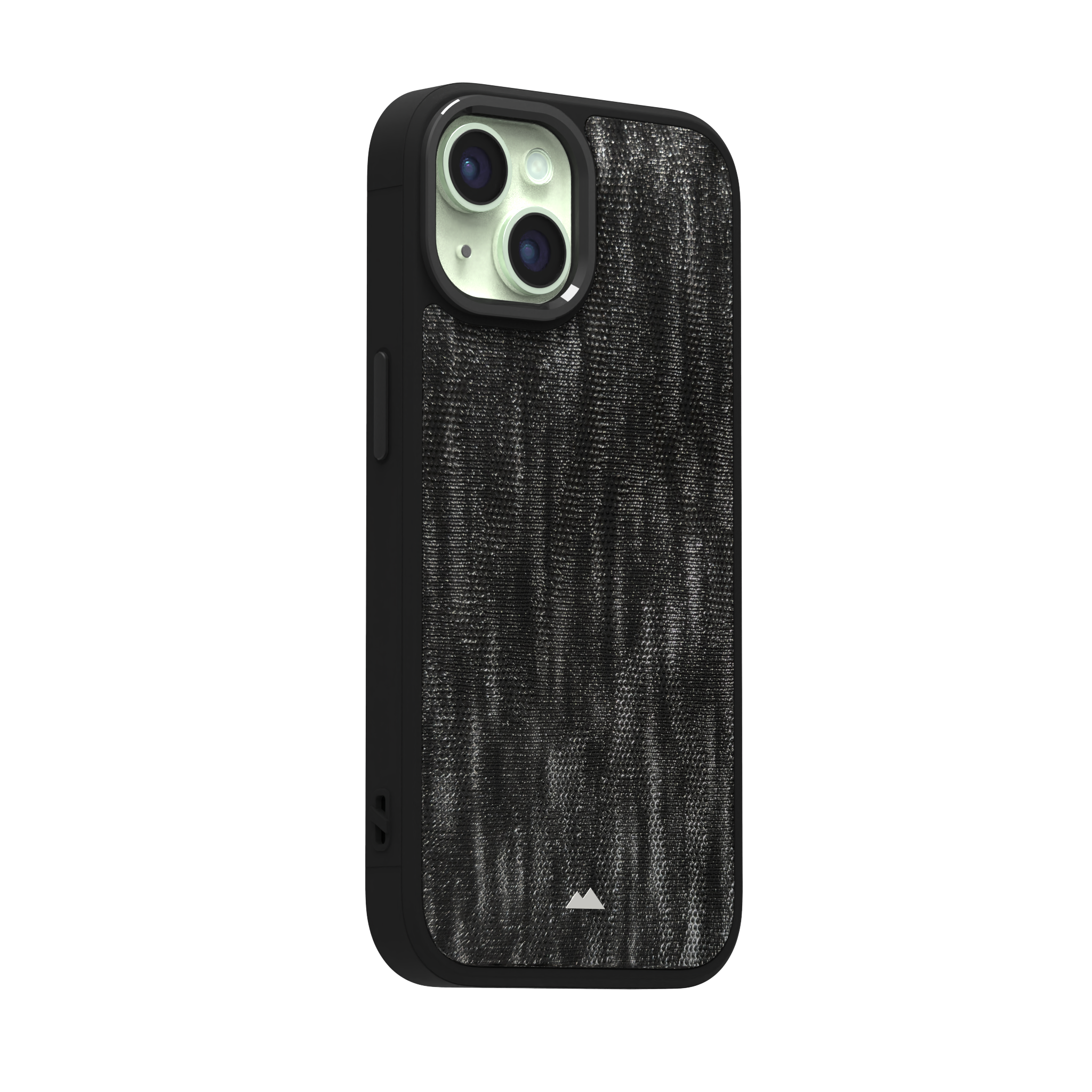 Silver Streaked Black Leather Case Cover for iPhone 15