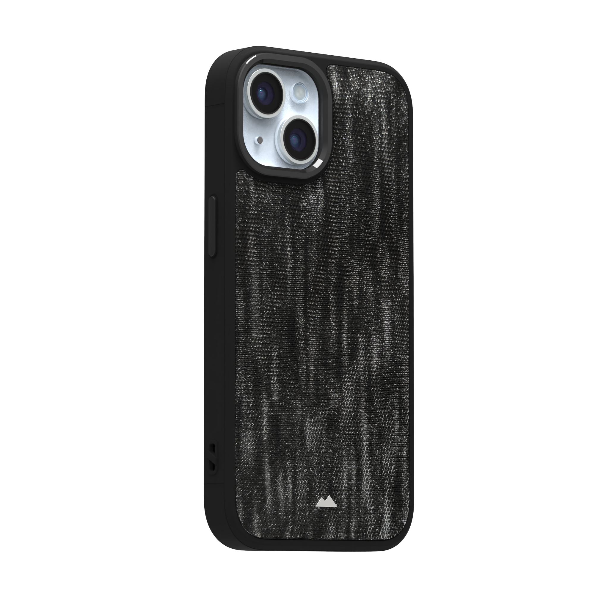 Silver Streaked Black Leather Case Cover for iPhone 15