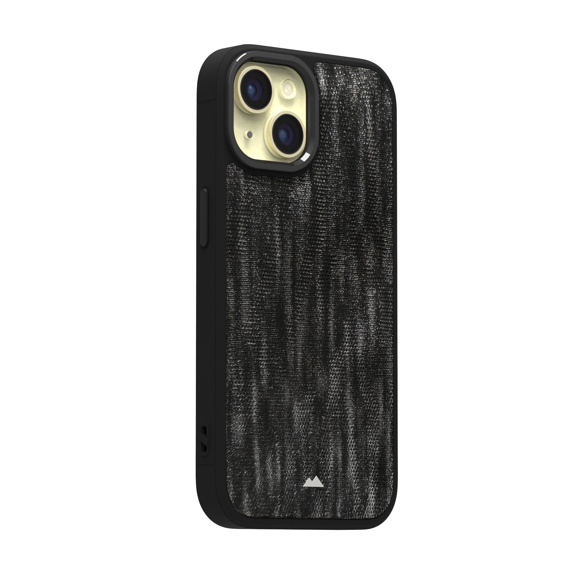 Silver Streaked Black Leather Case Cover for iPhone 15