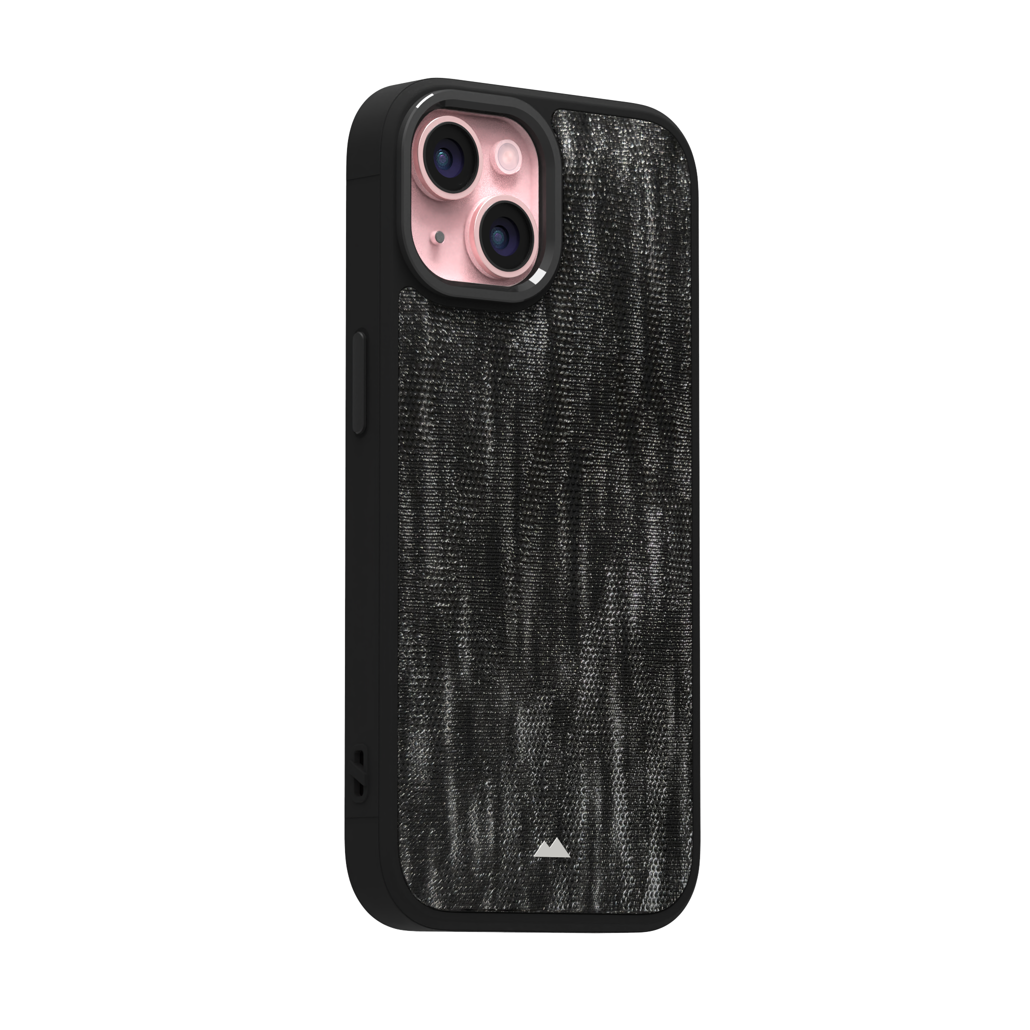 Silver Streaked Black Leather Case Cover for iPhone 15