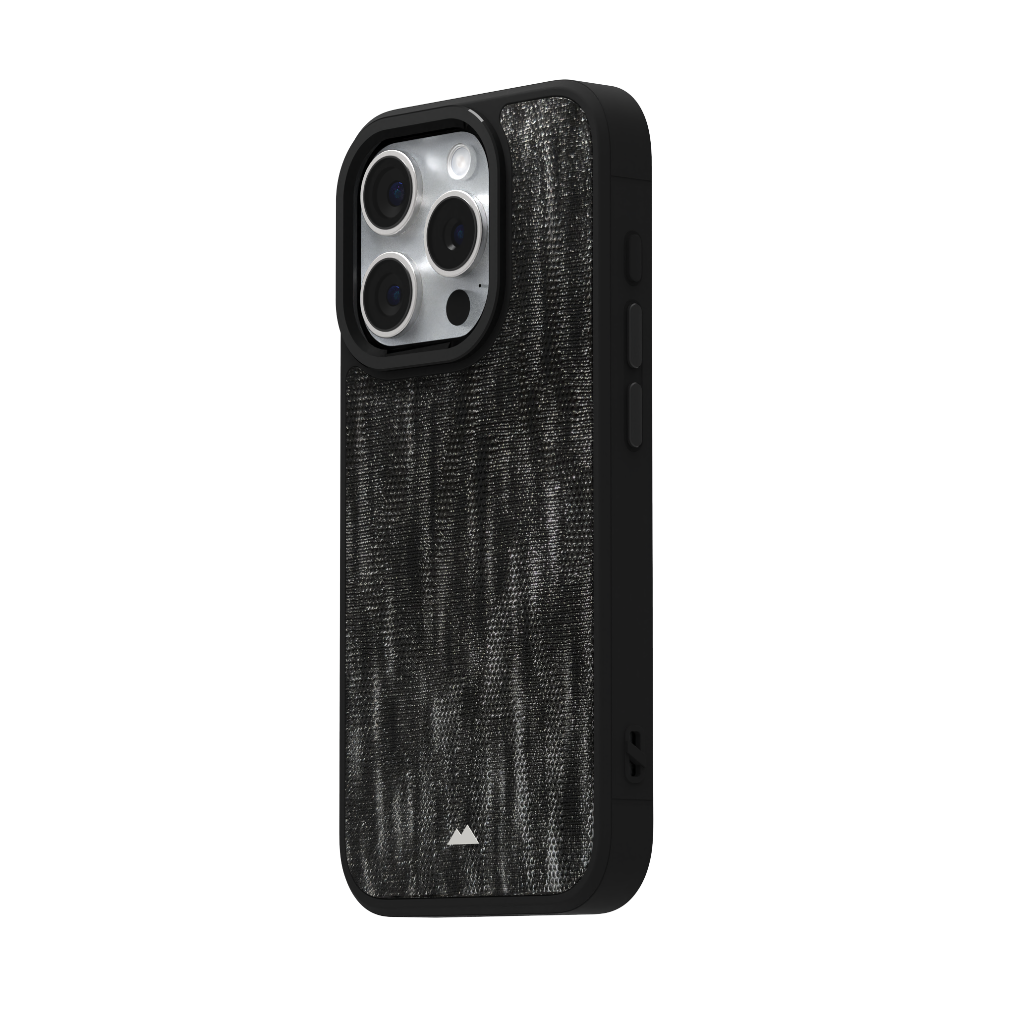 Silver Streaked Black Leather Case Cover for iPhone 15 Pro