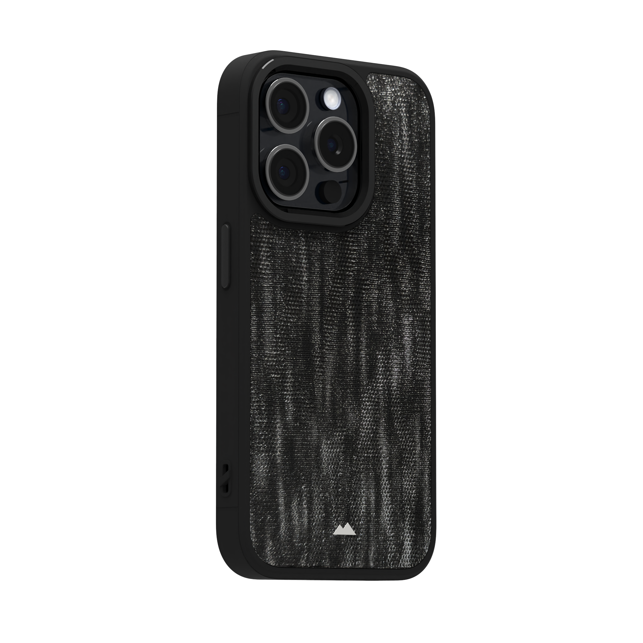 Silver Streaked Black Leather Case Cover for iPhone 15 Pro