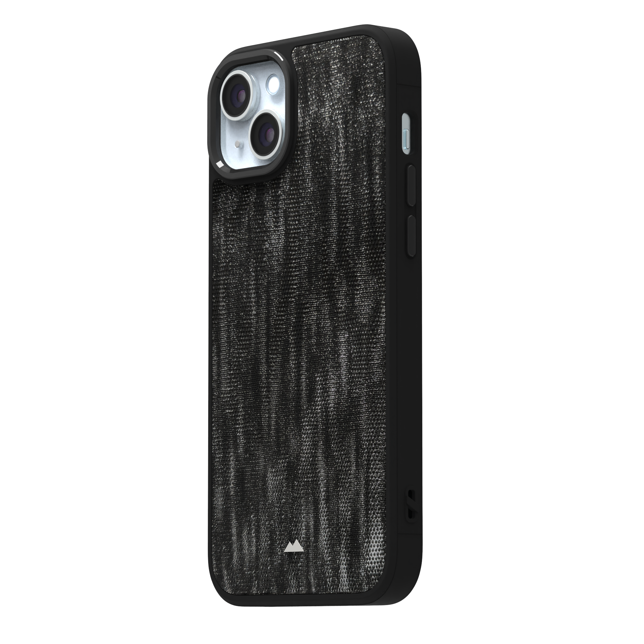 Silver Streaked Black Leather Case Cover for iPhone 15 Plus