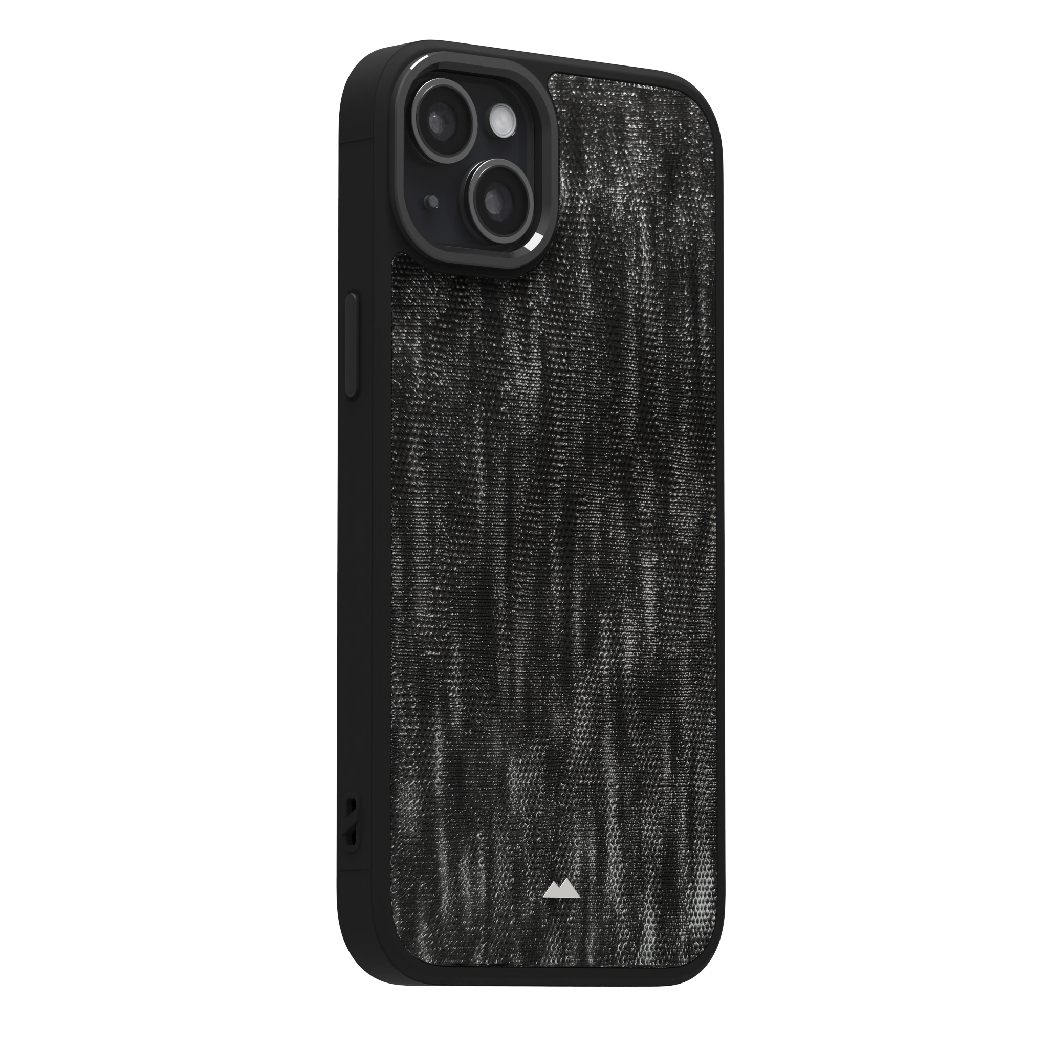 Silver Streaked Black Leather Case Cover for iPhone 15 Plus