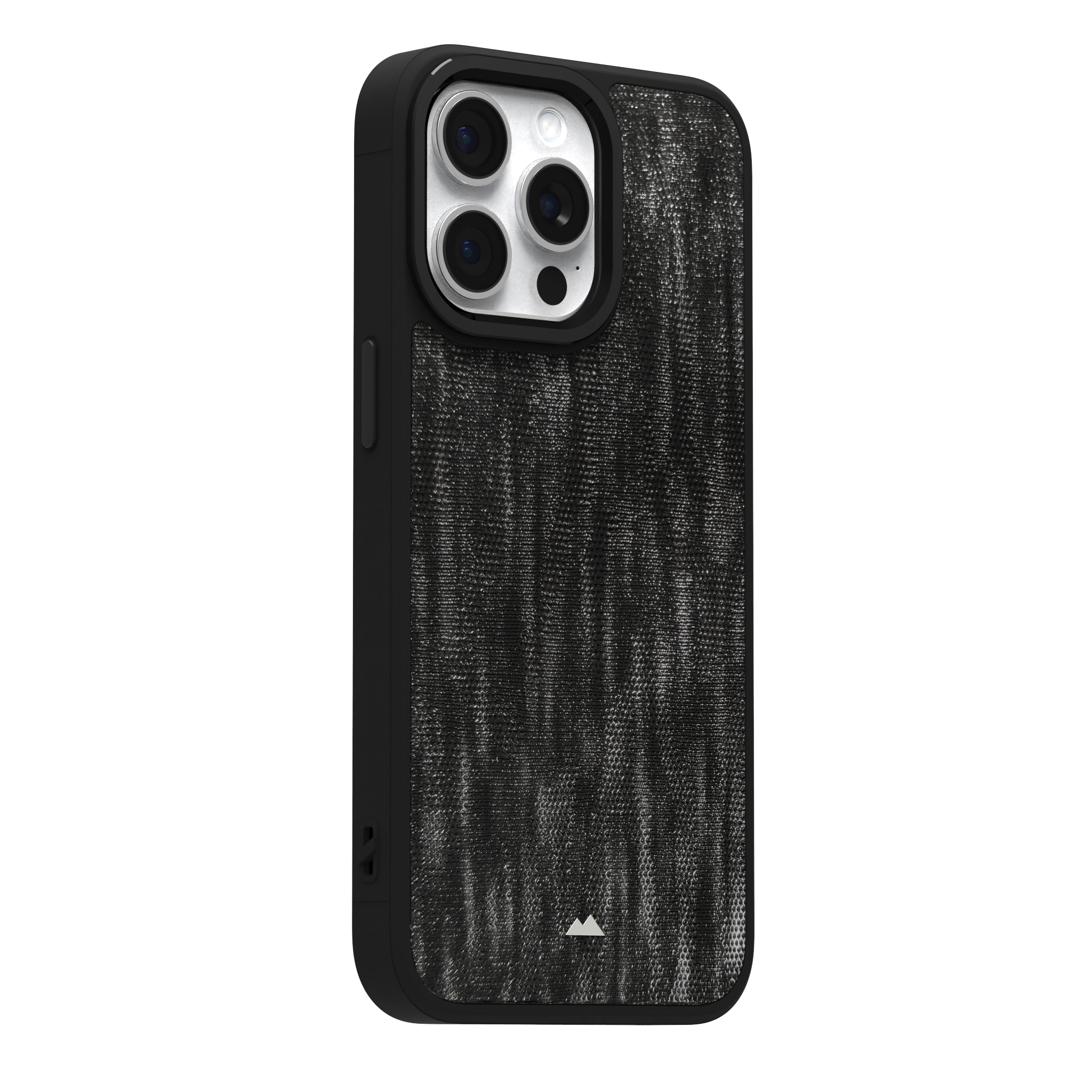 Silver Streaked Black Leather Case Cover for iPhone 15 Pro Max