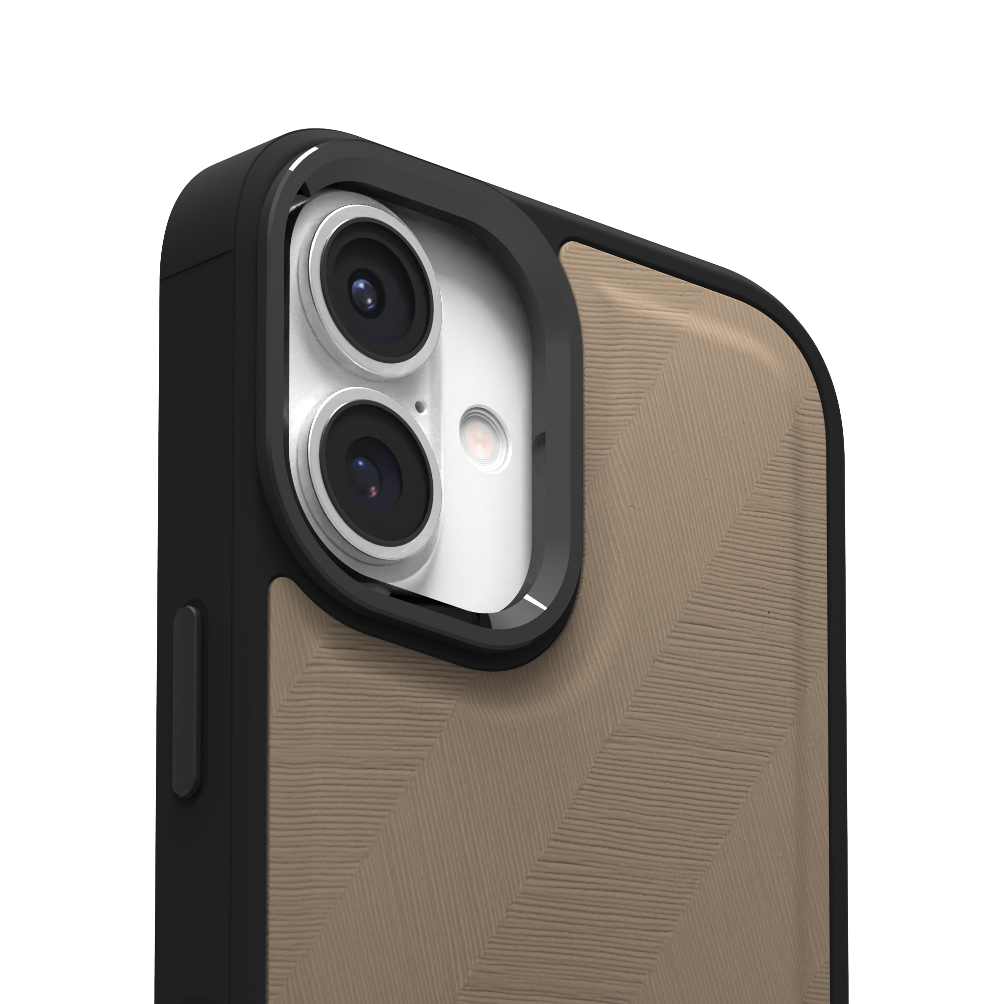 Pale Lined Leather Case Cover for iPhone 16