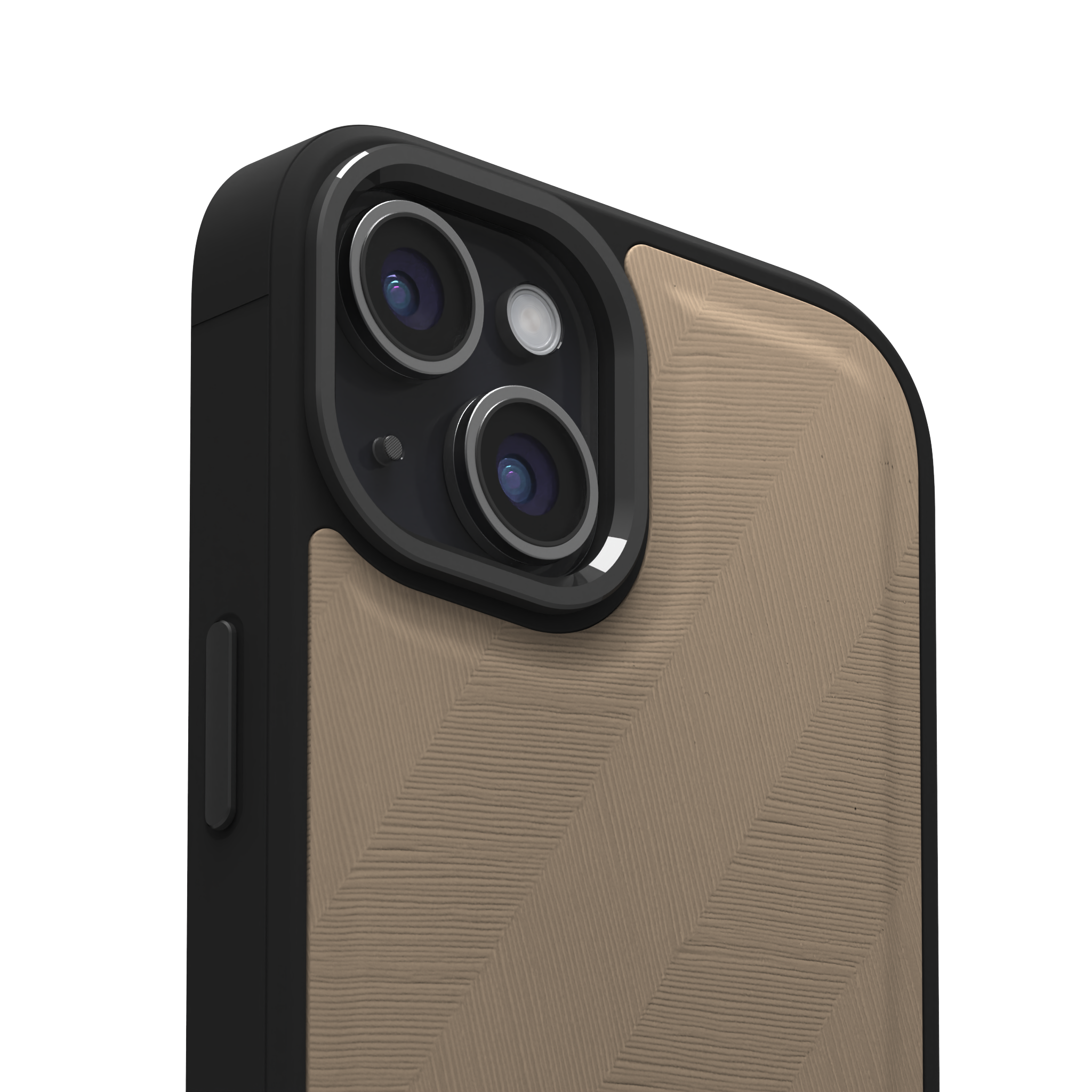 Pale Lined Leather Case Cover for iPhone 15