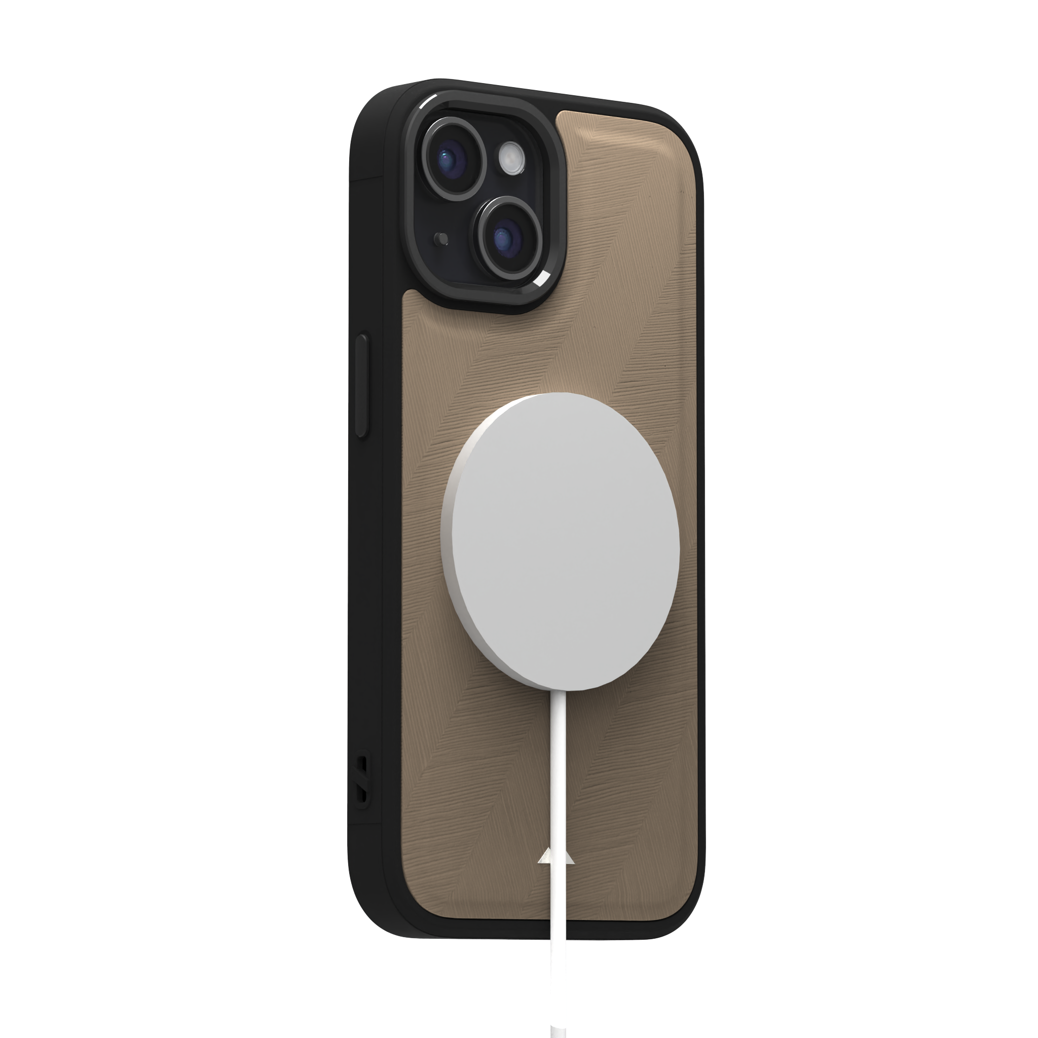 Pale Lined Leather Case Cover for iPhone 15