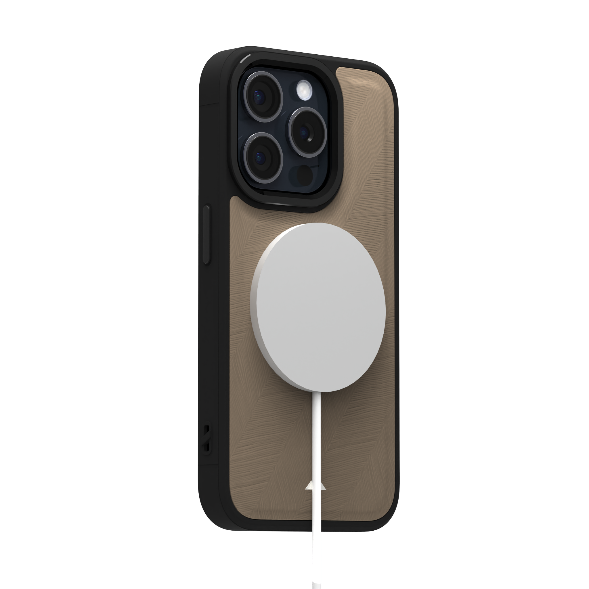 Pale Lined Leather Case Cover for iPhone 15 Pro