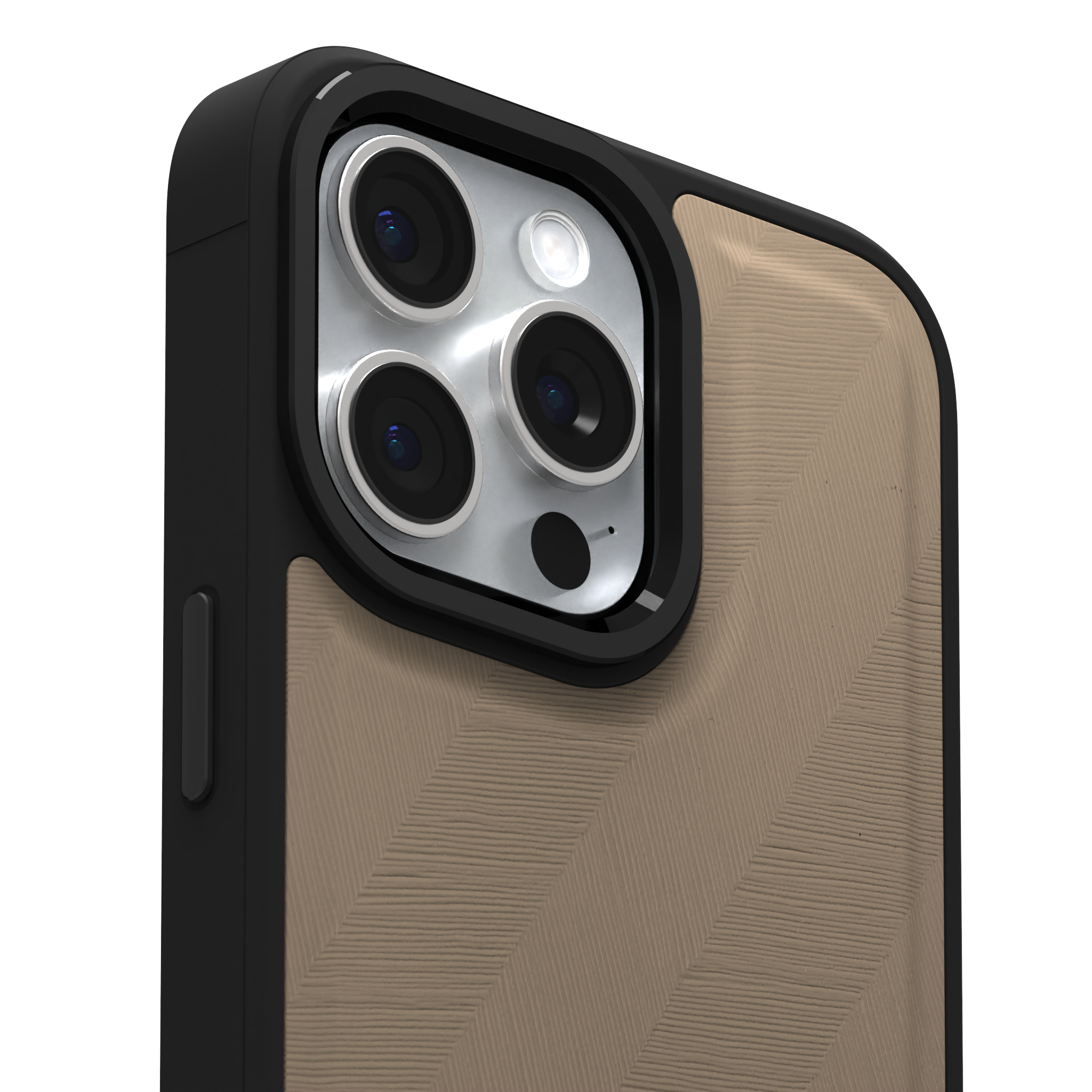 Pale Lined Leather Case Cover for iPhone 15 Pro Max