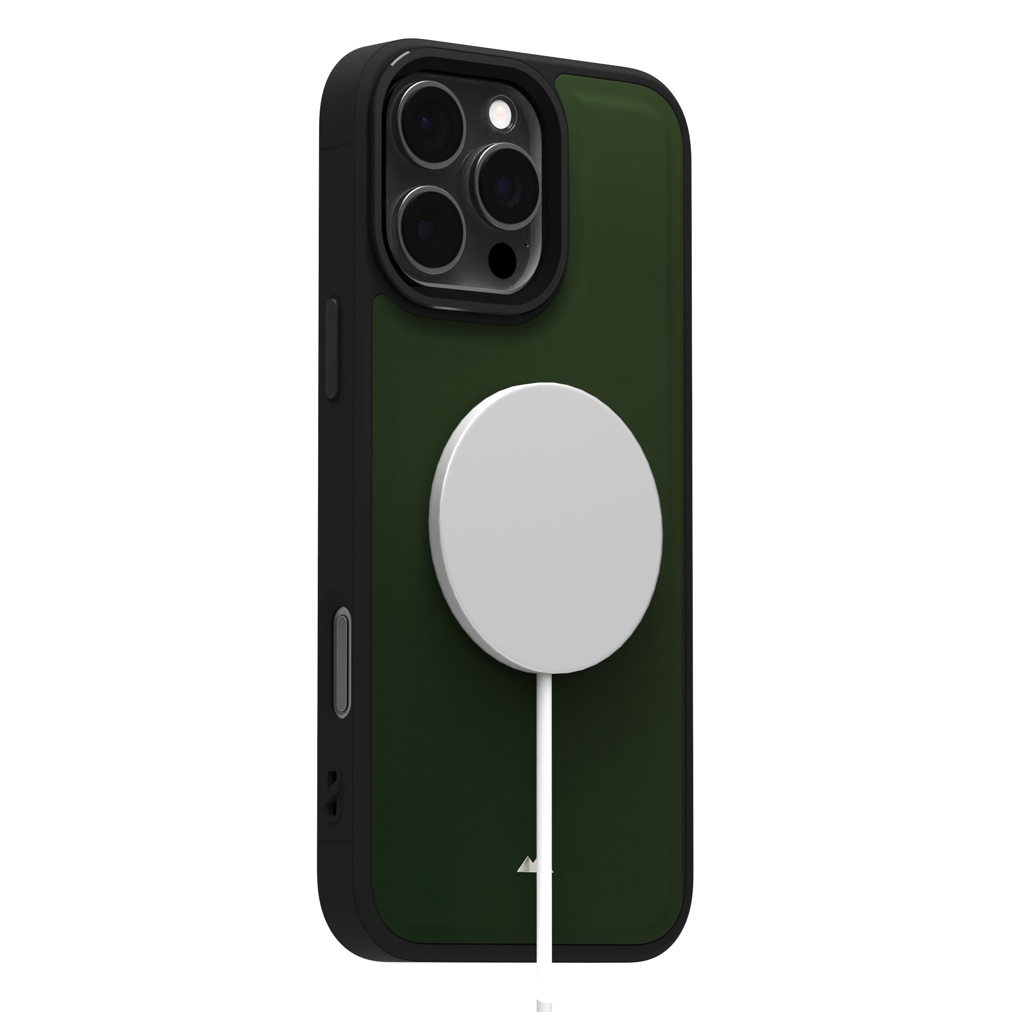 Dark Olive Smooth Leather Case Cover for iPhone 16 Pro Max