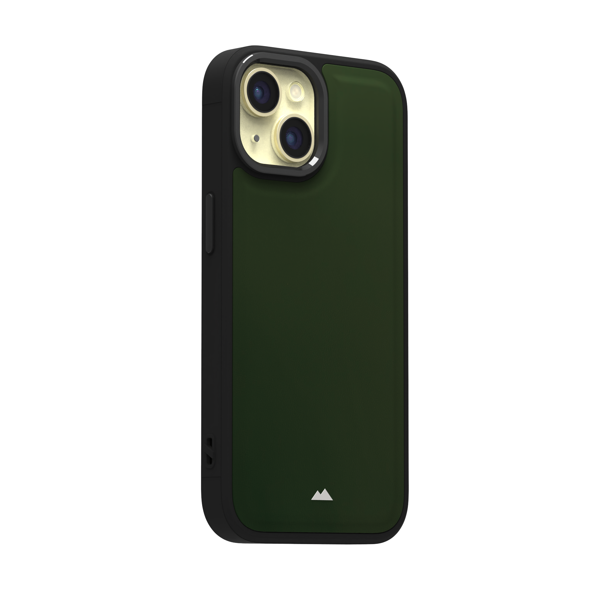 Dark Olive Smooth Leather Case Cover for iPhone 15