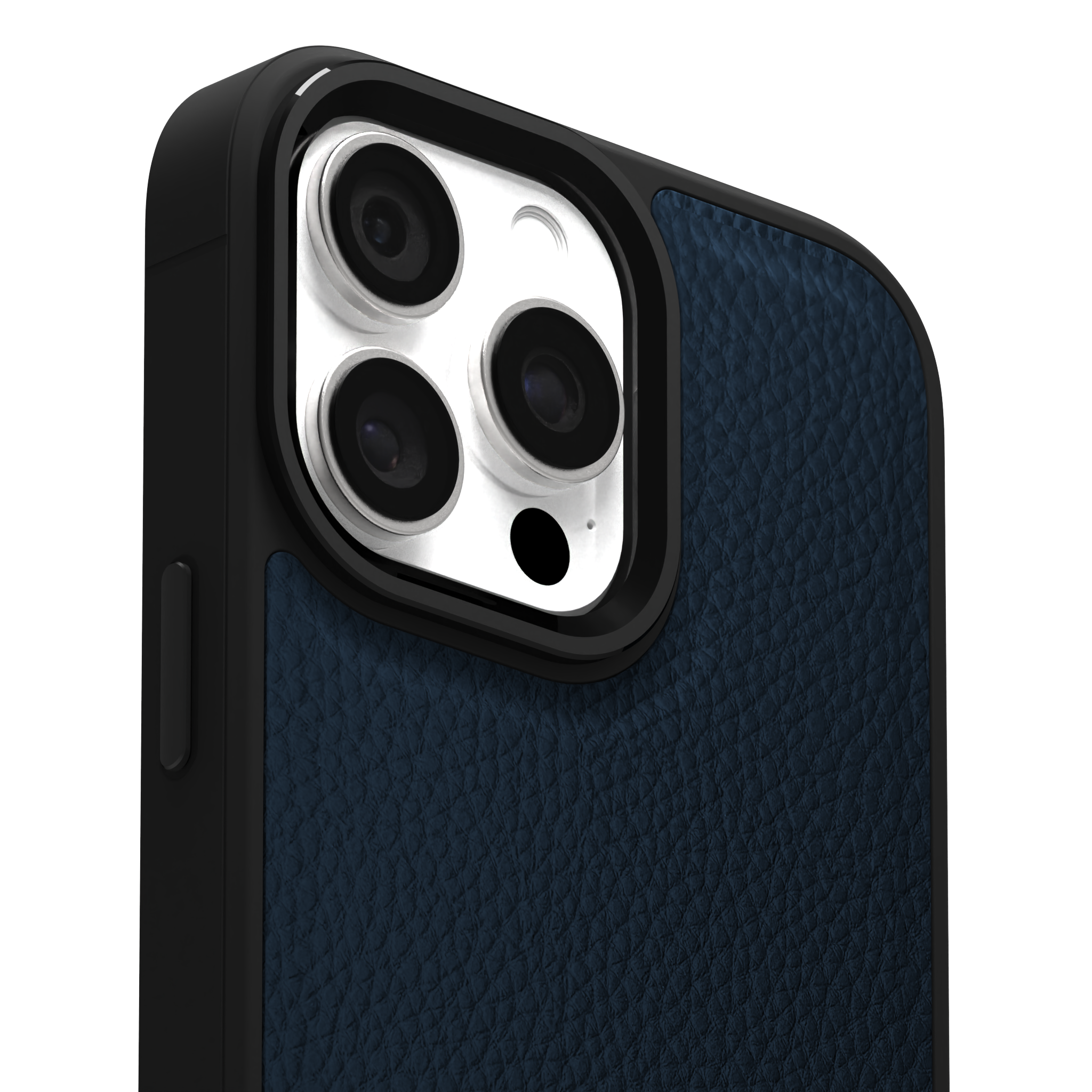 Blue Full Grain Leather Case Cover for iPhone 16 Pro Max