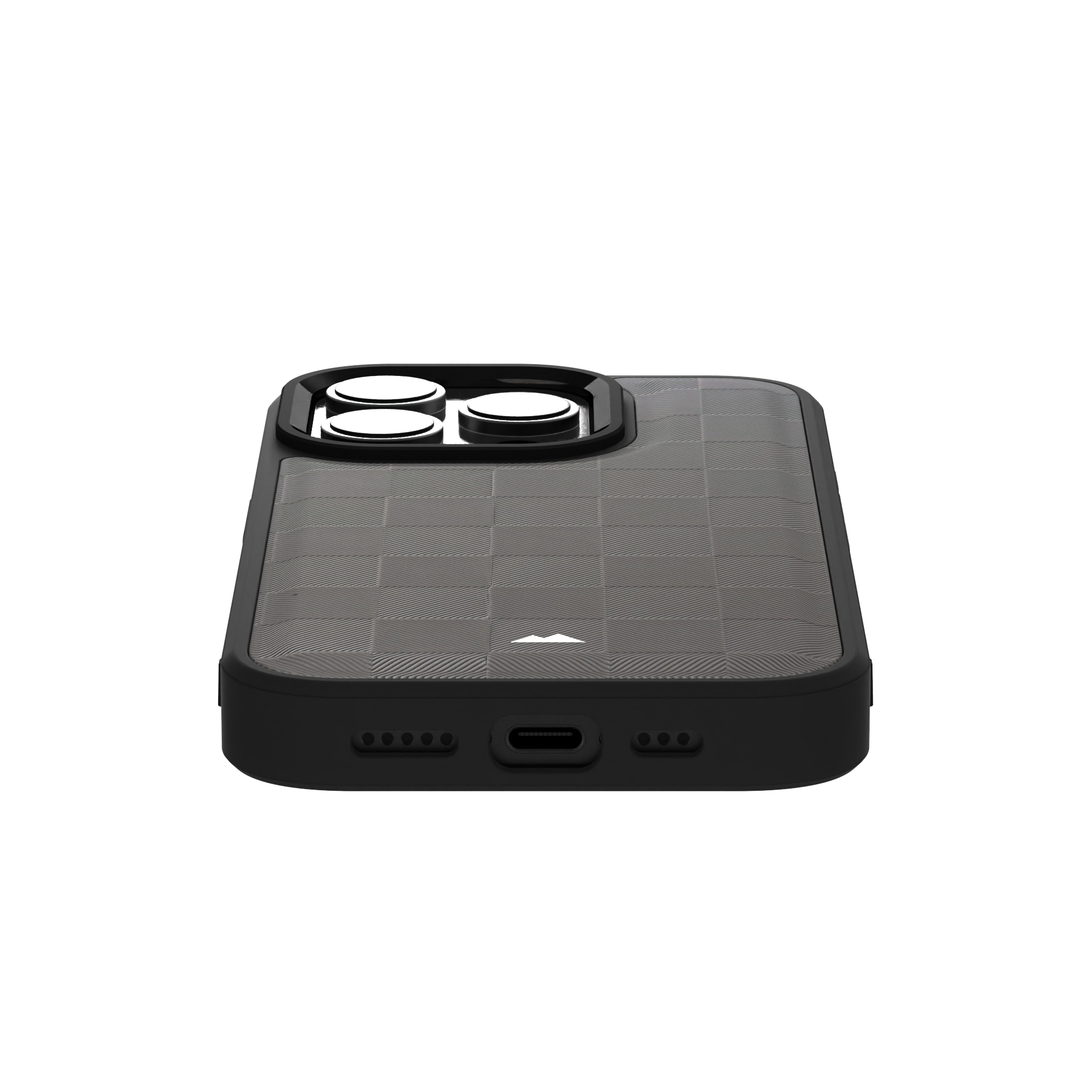 Ash Checkered Leather Case Cover for iPhone 16 Pro