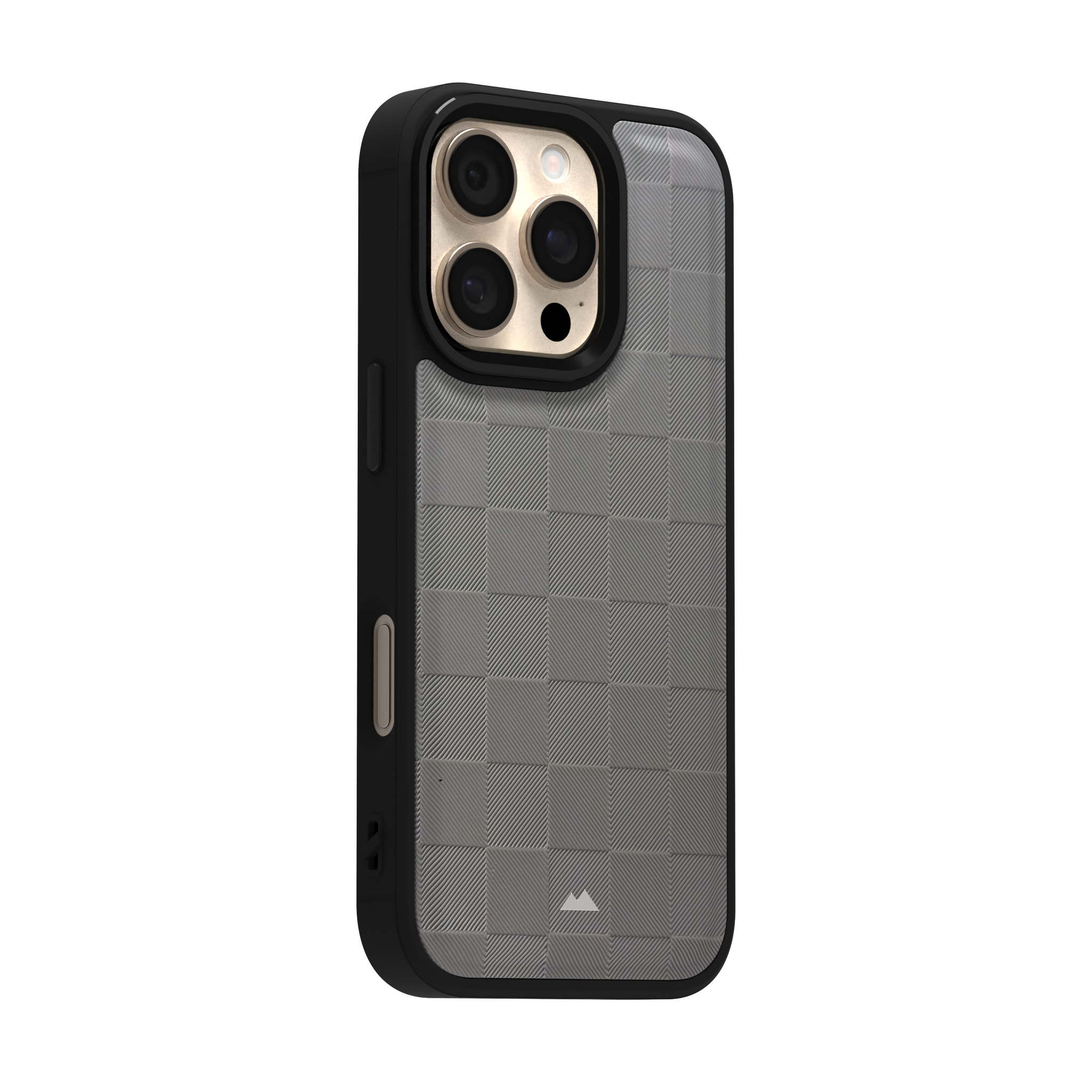 Ash Checkered Leather Case Cover for iPhone 16 Pro