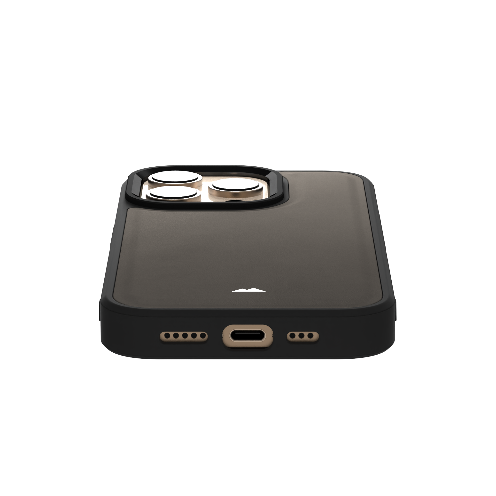 Grey Top Grain Leather Case Cover for iPhone 16 Pro