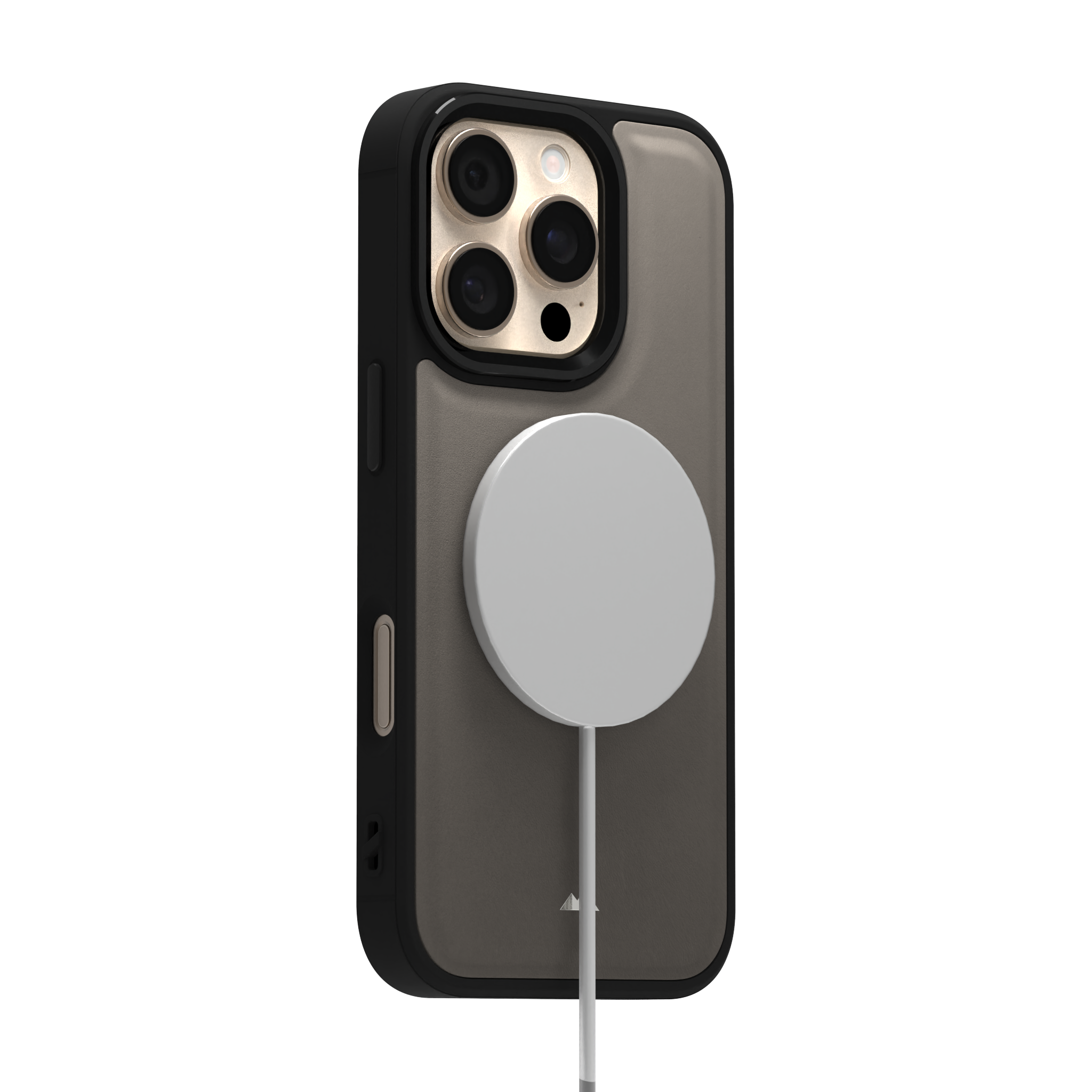 Grey Top Grain Leather Case Cover for iPhone 16 Pro