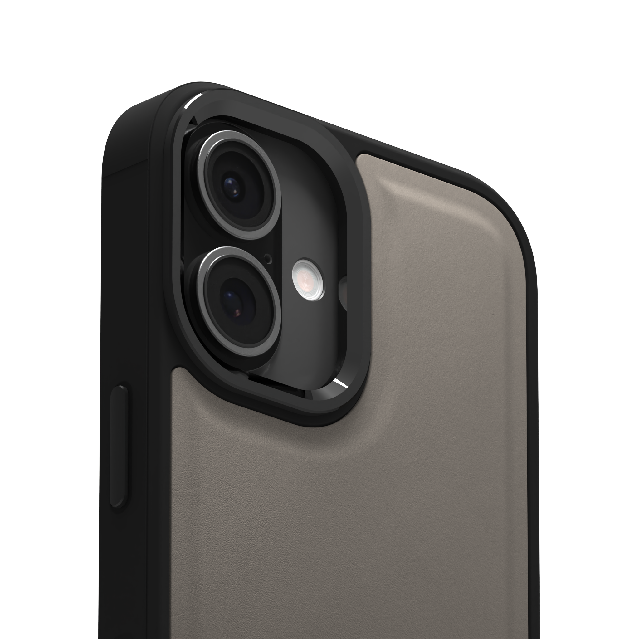 Grey Top Grain Leather Case Cover for iPhone 16